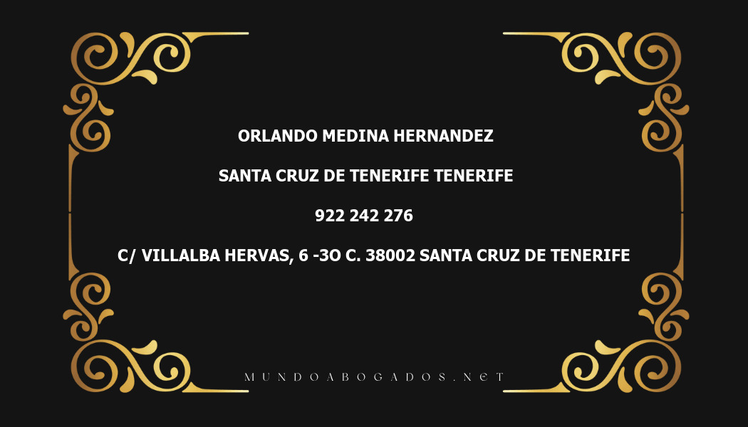 abogado Orlando Medina Hernandez en la localidad de Santa Cruz de Tenerife