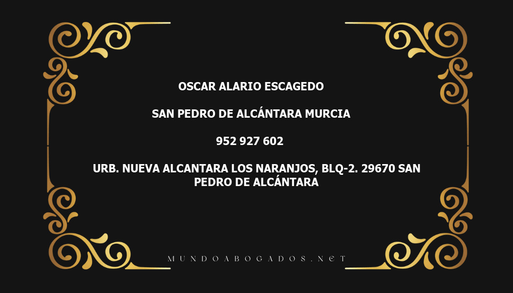 abogado Oscar Alario Escagedo en la localidad de San Pedro de Alcántara