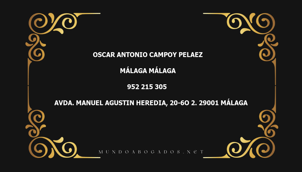 abogado Oscar Antonio Campoy Pelaez en la localidad de Málaga