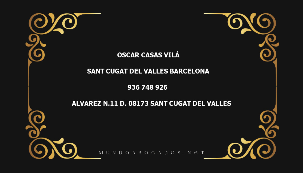 abogado Oscar Casas Vilà en la localidad de Sant Cugat del Valles