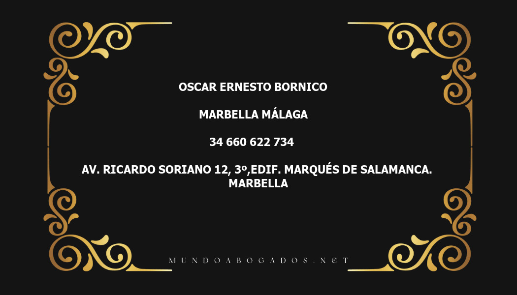 abogado Oscar Ernesto Bornico en la localidad de Marbella