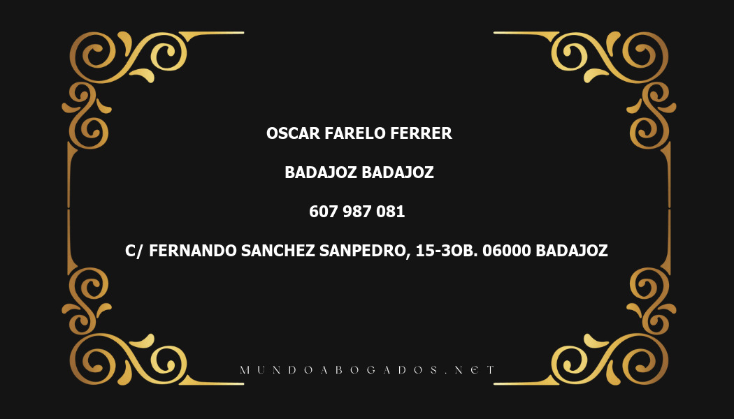 abogado Oscar Farelo Ferrer en la localidad de Badajoz