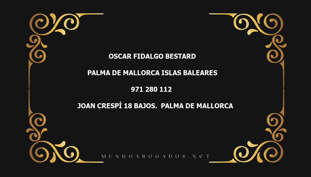 abogado Oscar Fidalgo Bestard en la localidad de Palma de Mallorca