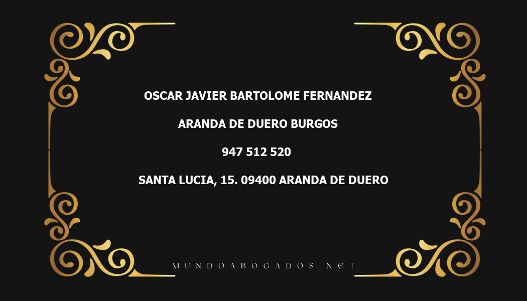 abogado Oscar Javier Bartolome Fernandez en la localidad de Aranda de Duero