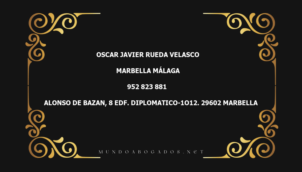 abogado Oscar Javier Rueda Velasco en la localidad de Marbella