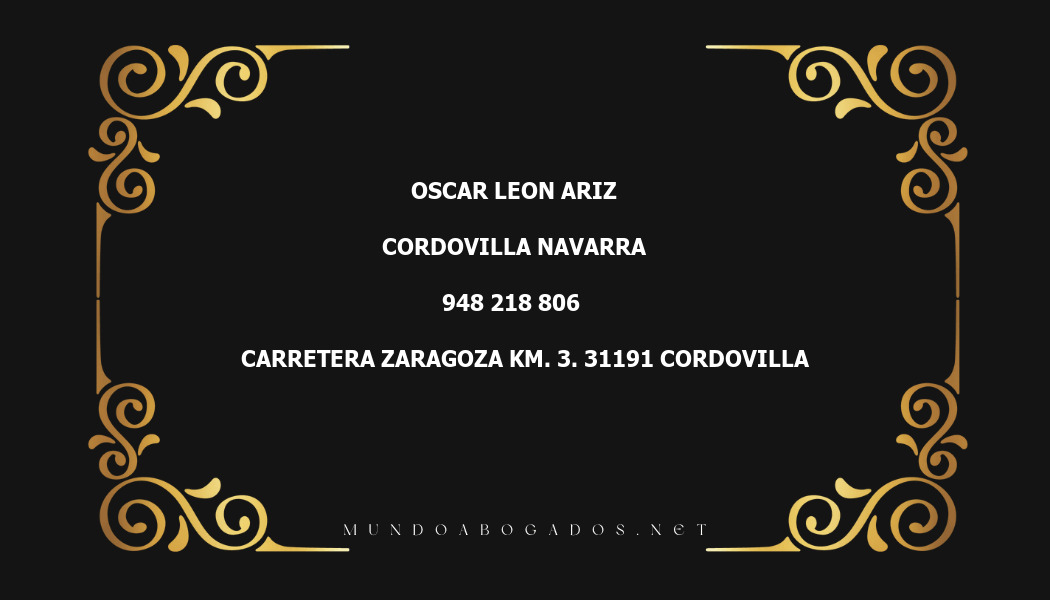 abogado Oscar Leon Ariz en la localidad de Cordovilla