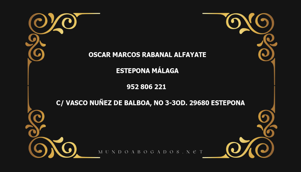 abogado Oscar Marcos Rabanal Alfayate en la localidad de Estepona