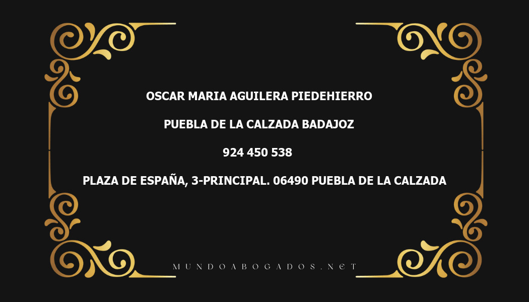 abogado Oscar Maria Aguilera Piedehierro en la localidad de Puebla de La Calzada