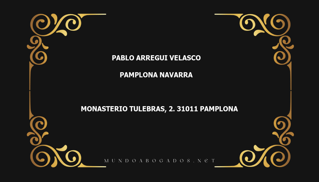 abogado Pablo Arregui Velasco en la localidad de Pamplona