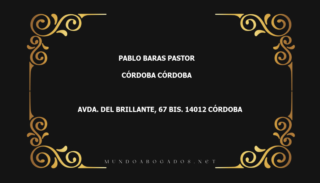 abogado Pablo Baras Pastor en la localidad de Córdoba