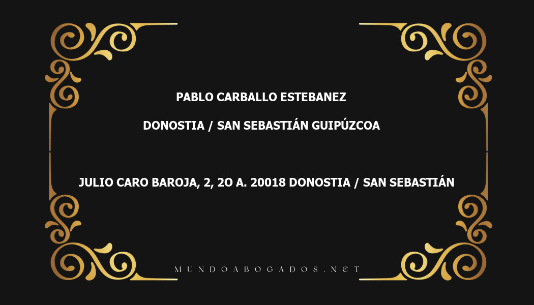 abogado Pablo Carballo Estebanez en la localidad de Donostia / San Sebastián