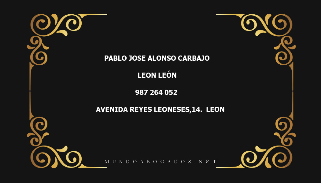 abogado Pablo Jose Alonso Carbajo en la localidad de Leon