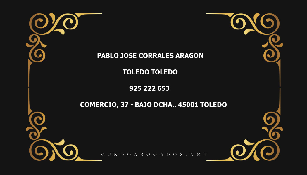 abogado Pablo Jose Corrales Aragon en la localidad de Toledo