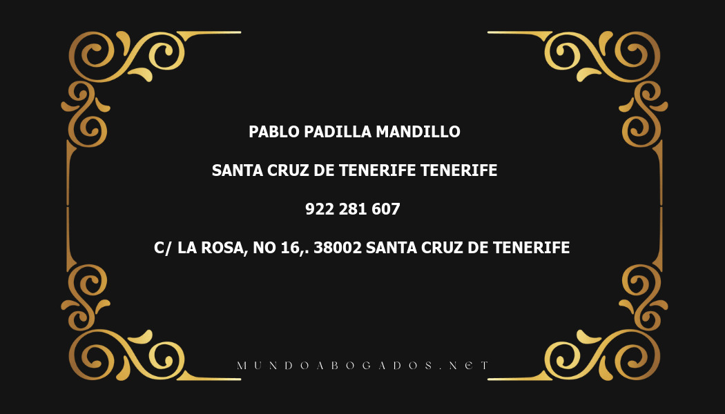 abogado Pablo Padilla Mandillo en la localidad de Santa Cruz de Tenerife