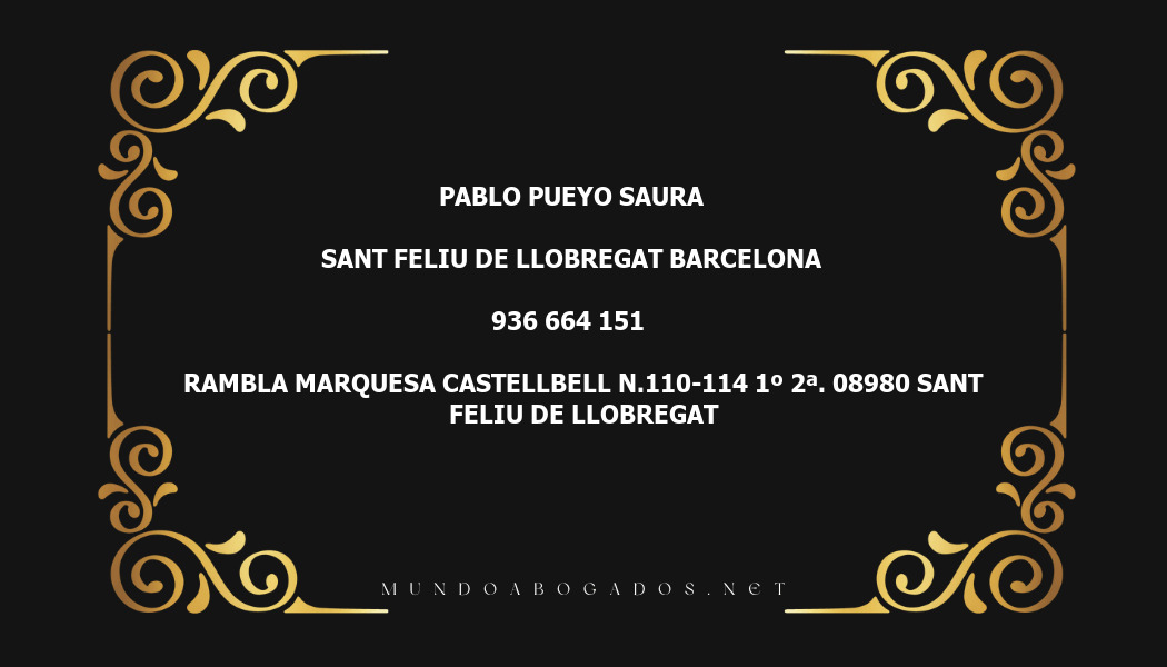 abogado Pablo Pueyo Saura en la localidad de Sant Feliu de Llobregat