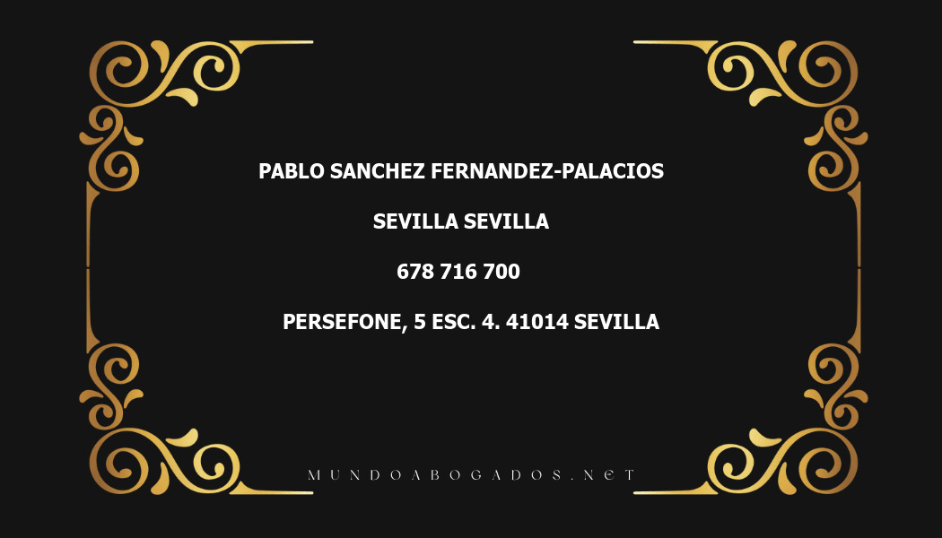 abogado Pablo Sanchez Fernandez-Palacios en la localidad de Sevilla