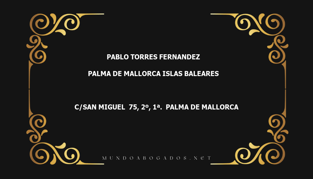 abogado Pablo Torres Fernandez en la localidad de Palma de Mallorca