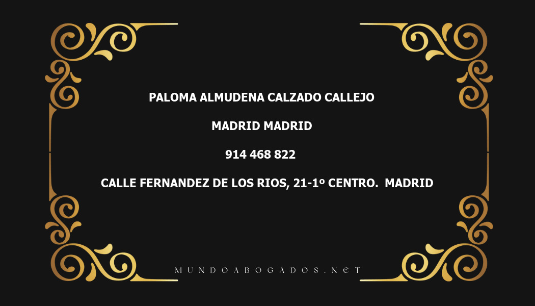 abogado Paloma Almudena Calzado Callejo en la localidad de Madrid