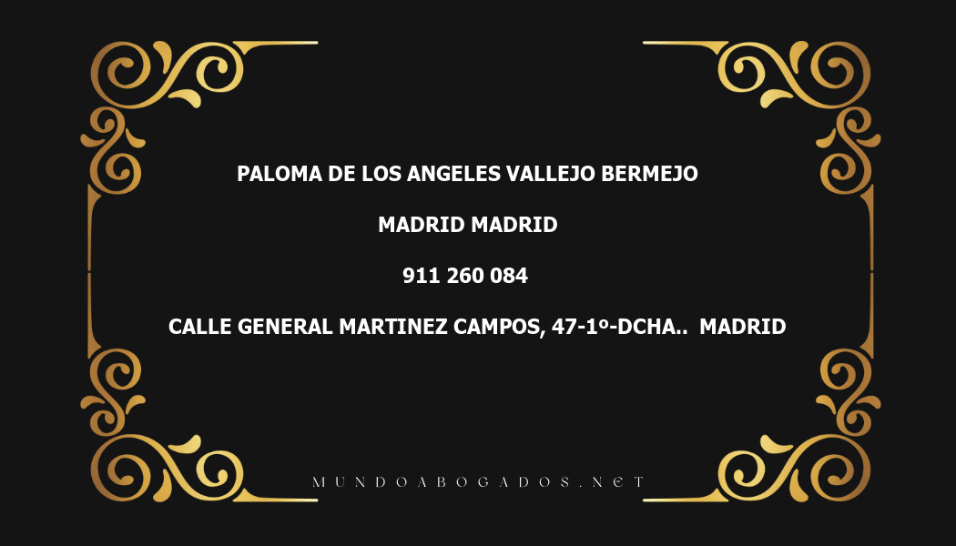 abogado Paloma De Los Angeles Vallejo Bermejo en la localidad de Madrid