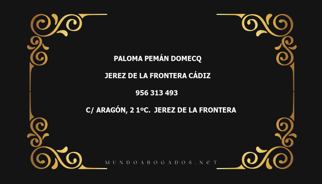 abogado Paloma Pemán Domecq en la localidad de Jerez de la Frontera