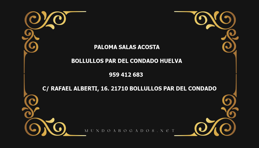 abogado Paloma Salas Acosta en la localidad de Bollullos Par del Condado