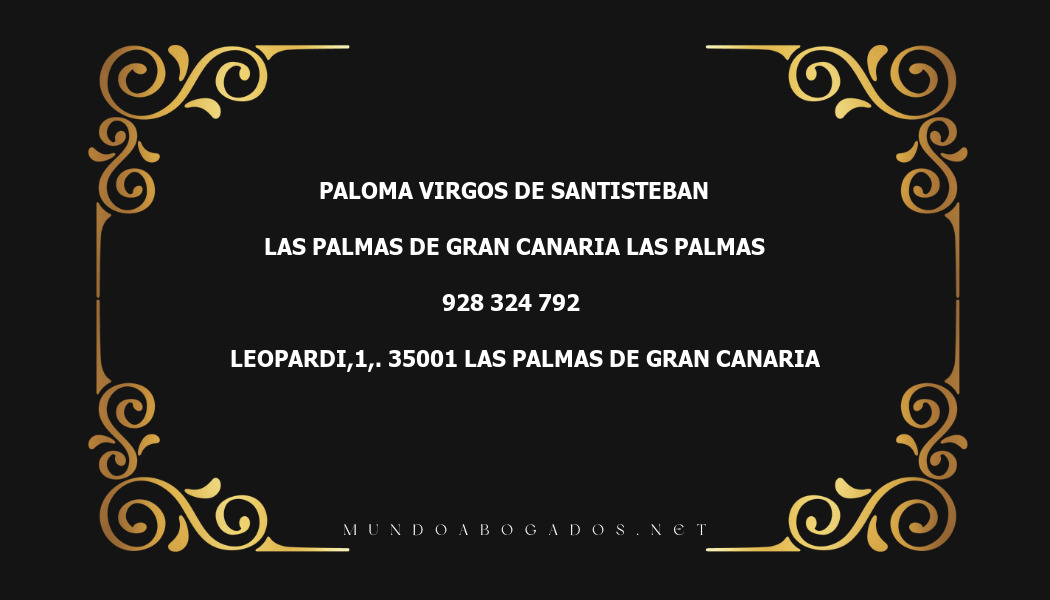 abogado Paloma Virgos De Santisteban en la localidad de Las Palmas de Gran Canaria