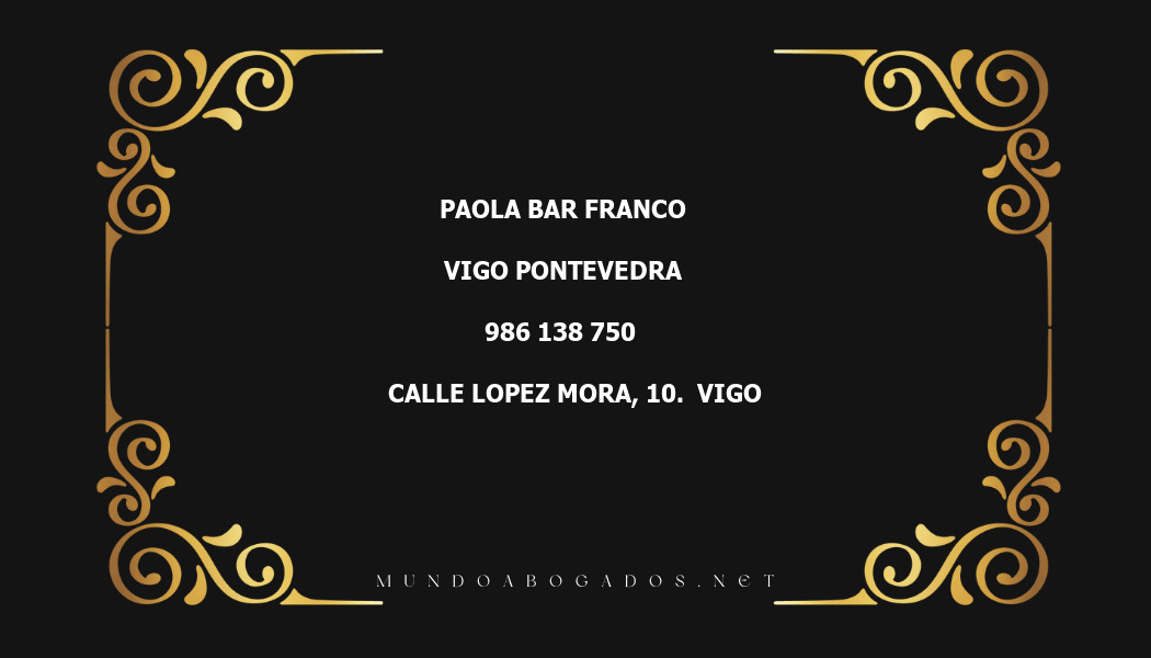 abogado Paola Bar Franco en la localidad de Vigo