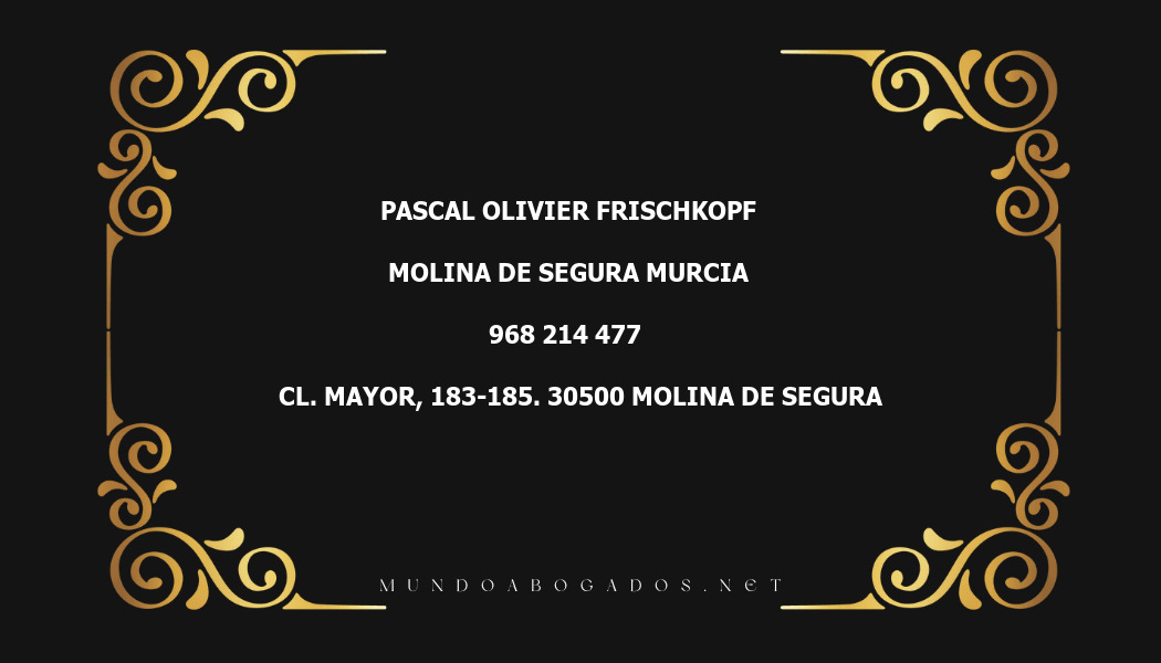 abogado Pascal Olivier Frischkopf en la localidad de Molina de Segura