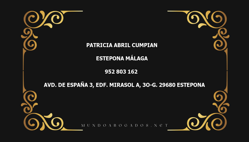 abogado Patricia Abril Cumpian en la localidad de Estepona