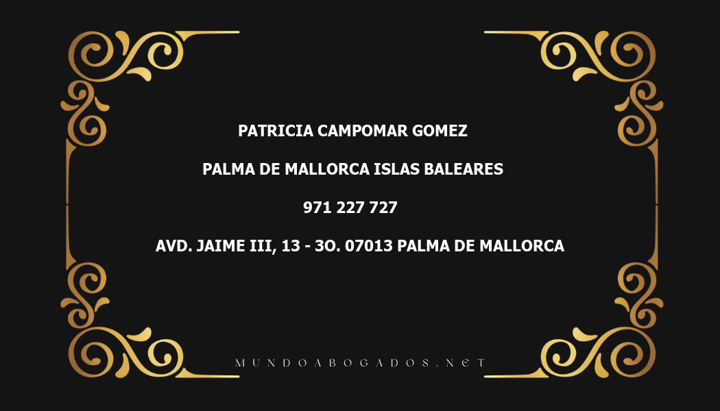 abogado Patricia Campomar Gomez en la localidad de Palma de Mallorca