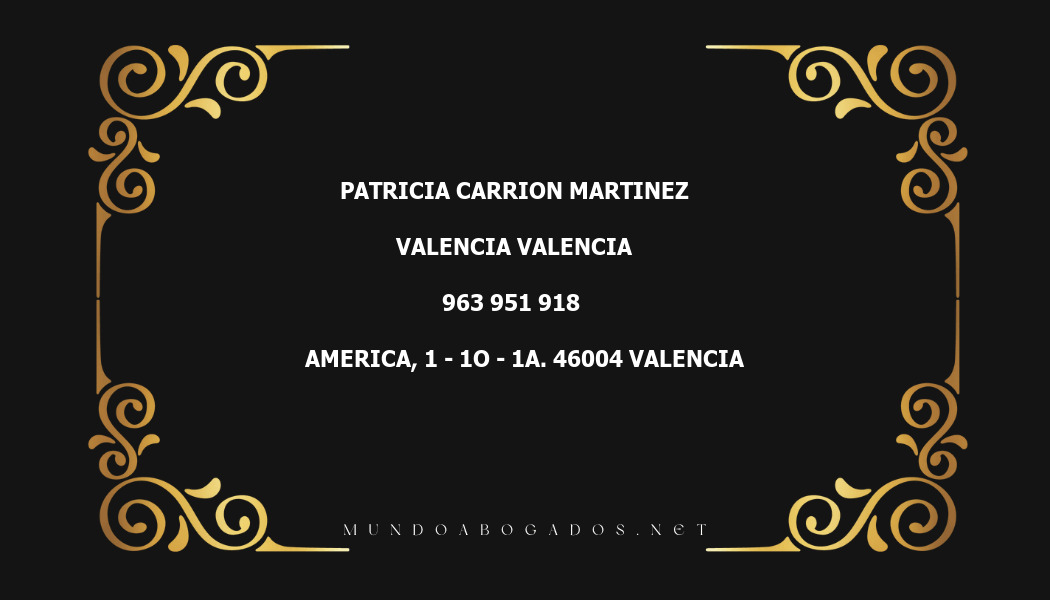 abogado Patricia Carrion Martinez en la localidad de Valencia