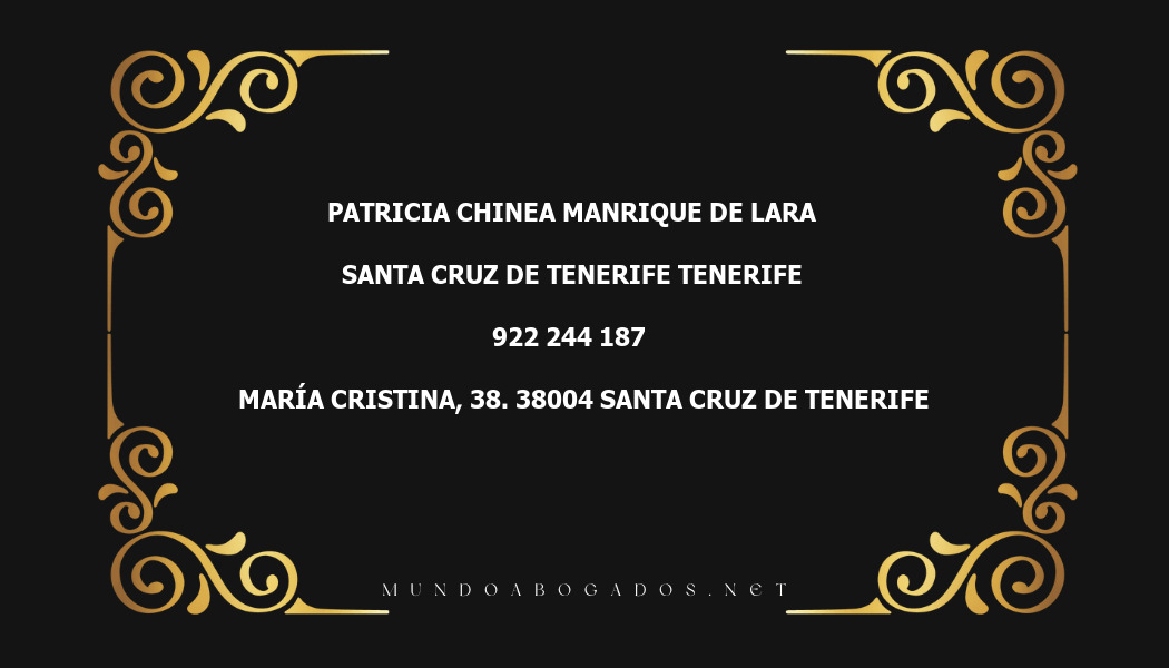 abogado Patricia Chinea Manrique De Lara en la localidad de Santa Cruz de Tenerife