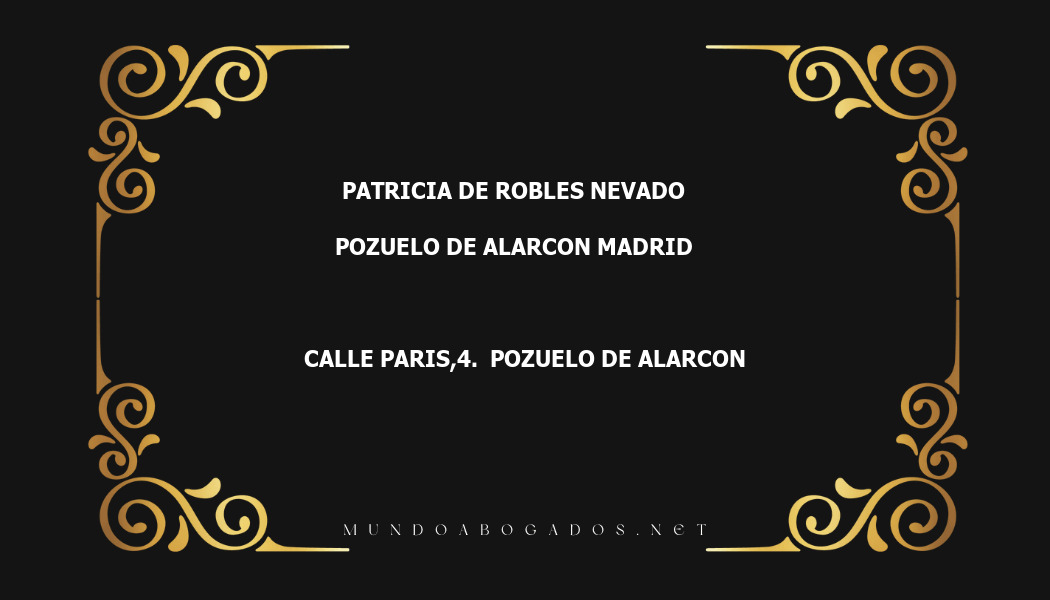 abogado Patricia De Robles Nevado en la localidad de Pozuelo de Alarcon