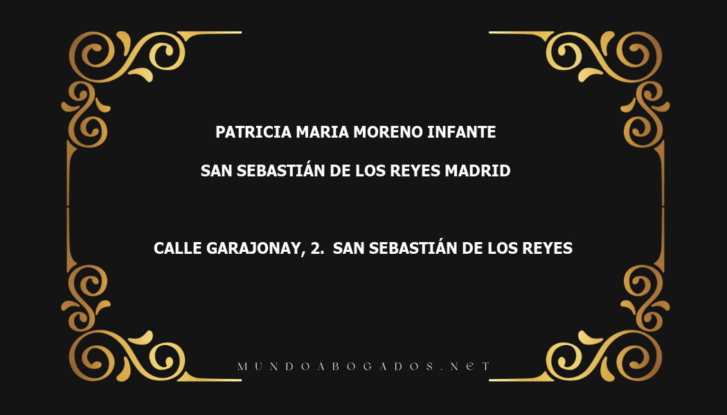 abogado Patricia Maria Moreno Infante en la localidad de San Sebastián de los Reyes