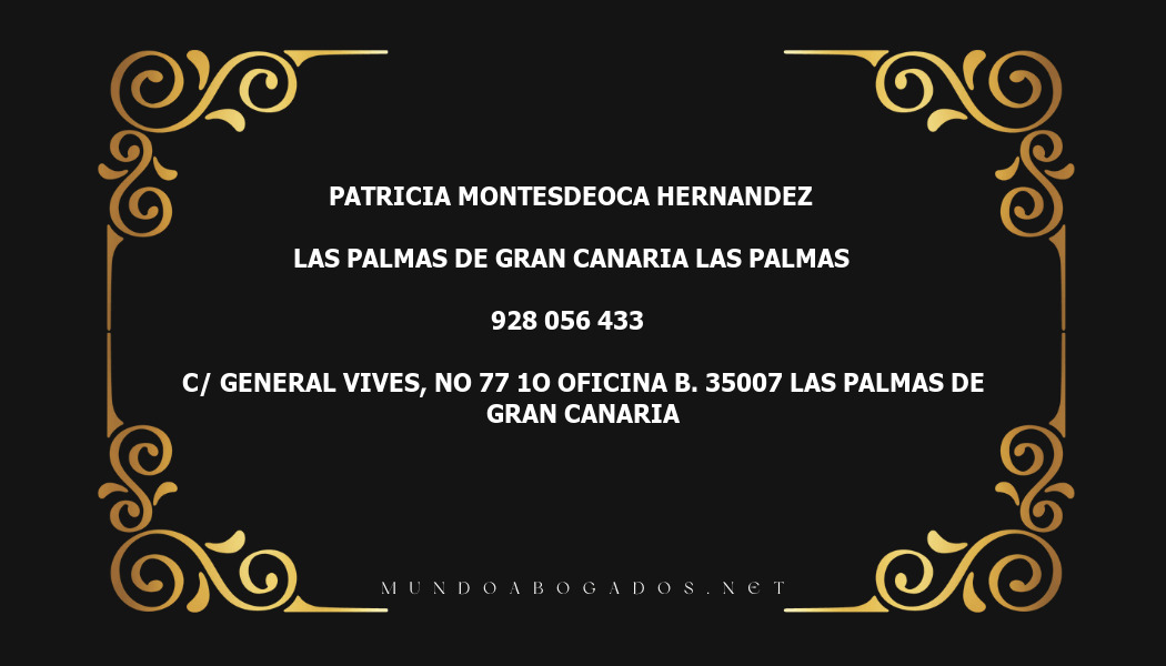 abogado Patricia Montesdeoca Hernandez en la localidad de Las Palmas de Gran Canaria