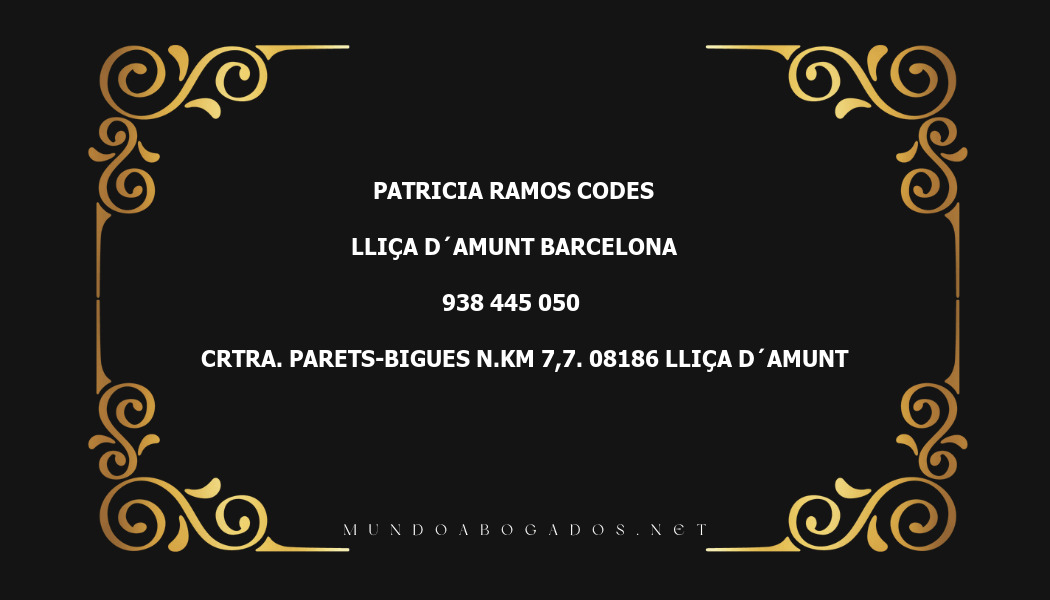 abogado Patricia Ramos Codes en la localidad de Lliça d´Amunt