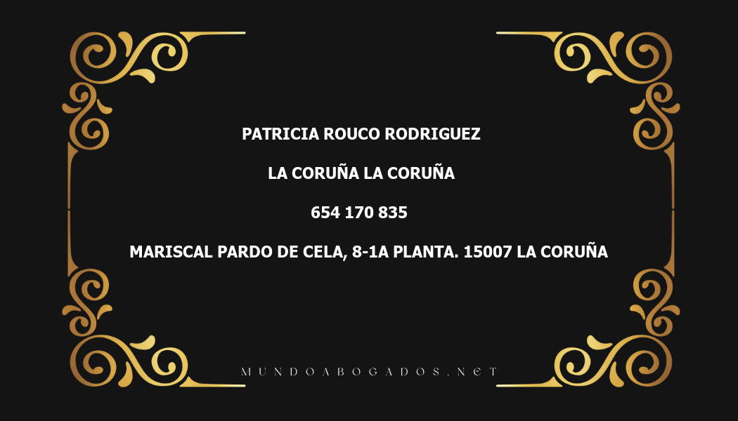 abogado Patricia Rouco Rodriguez en la localidad de La Coruña