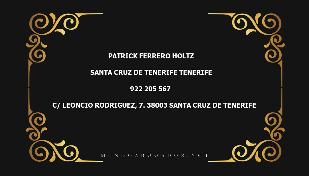 abogado Patrick Ferrero Holtz en la localidad de Santa Cruz de Tenerife