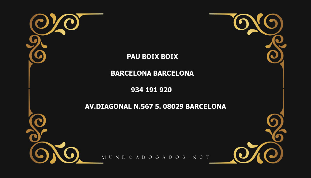 abogado Pau Boix Boix en la localidad de Barcelona