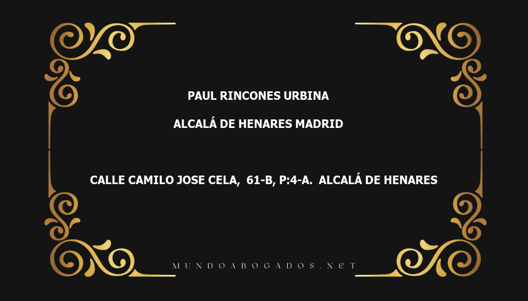 abogado Paul Rincones Urbina en la localidad de Alcalá de Henares