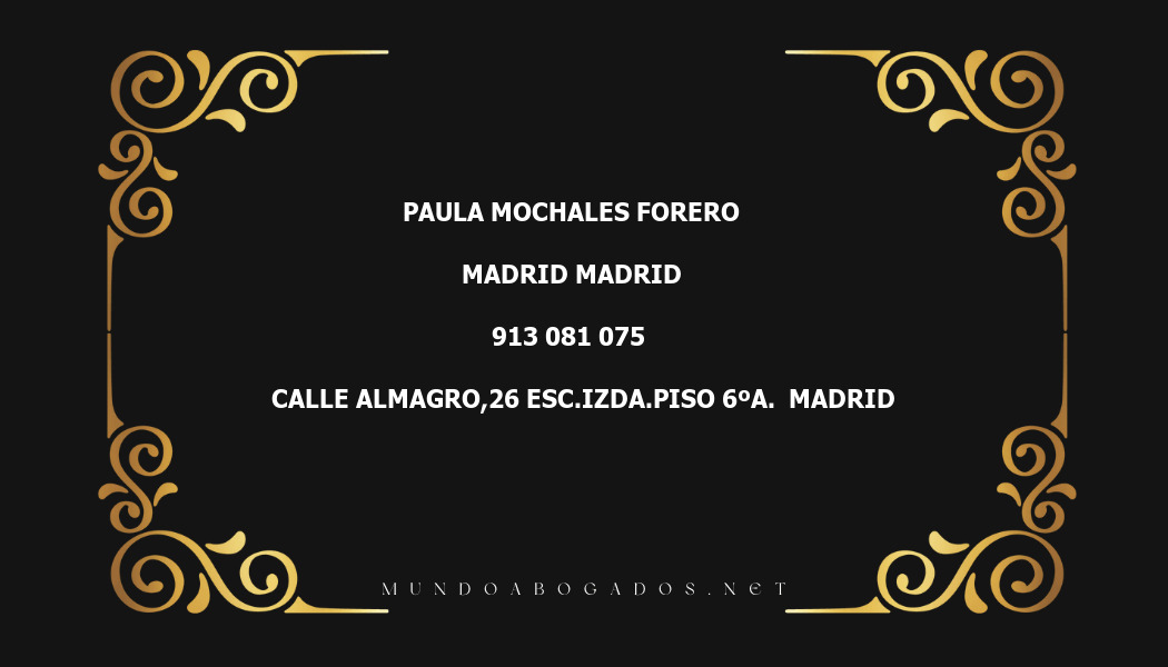 abogado Paula Mochales Forero en la localidad de Madrid