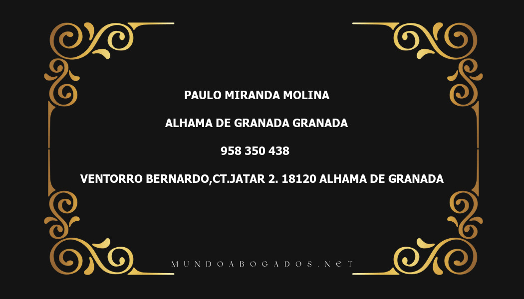 abogado Paulo Miranda Molina en la localidad de Alhama de Granada