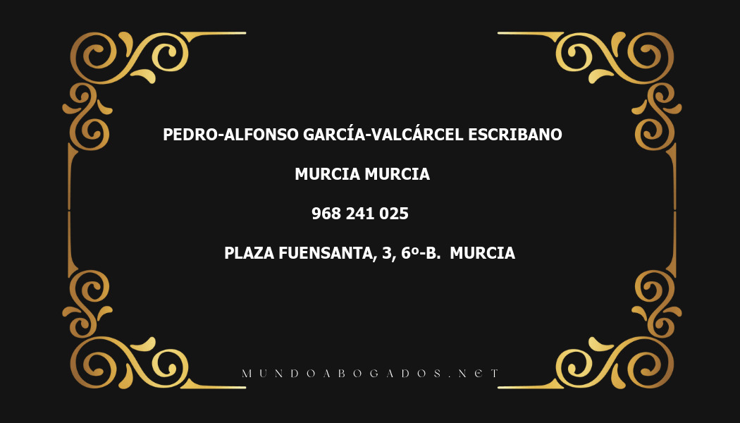 abogado Pedro-Alfonso García-Valcárcel Escribano en la localidad de Murcia