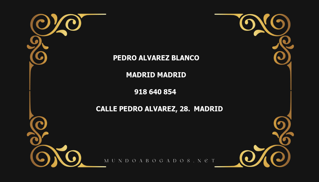 abogado Pedro Alvarez Blanco en la localidad de Madrid