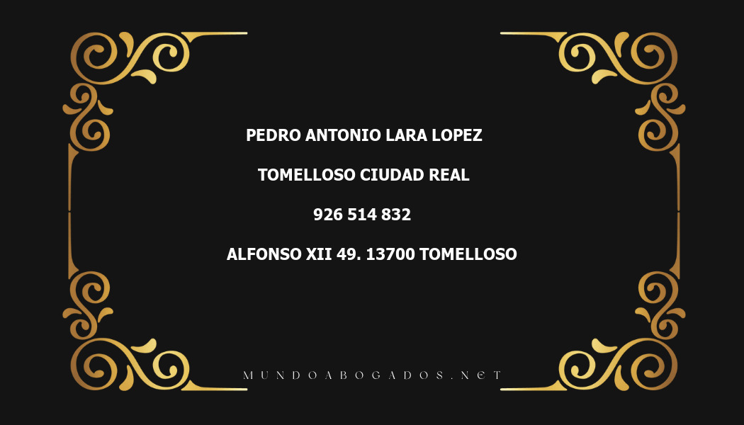 abogado Pedro Antonio Lara Lopez en la localidad de Tomelloso