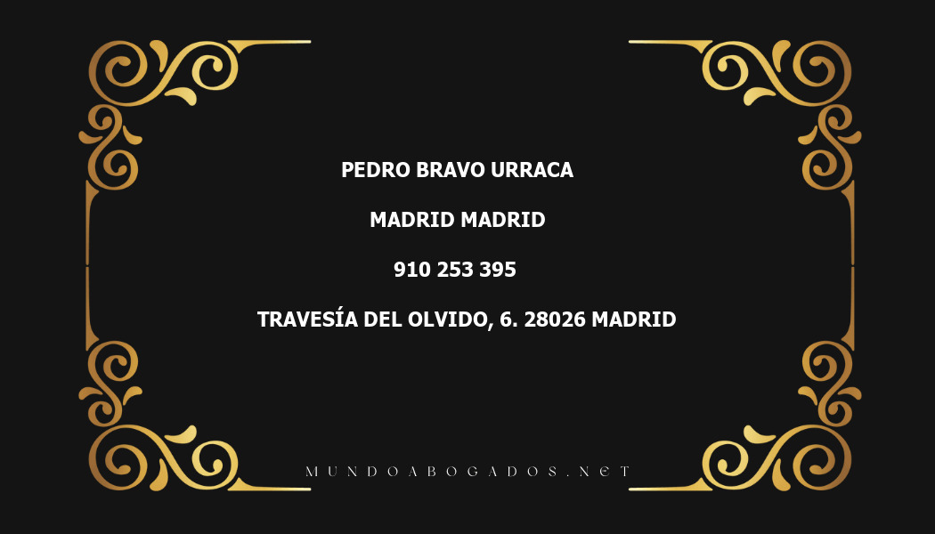 abogado Pedro Bravo Urraca en la localidad de Madrid