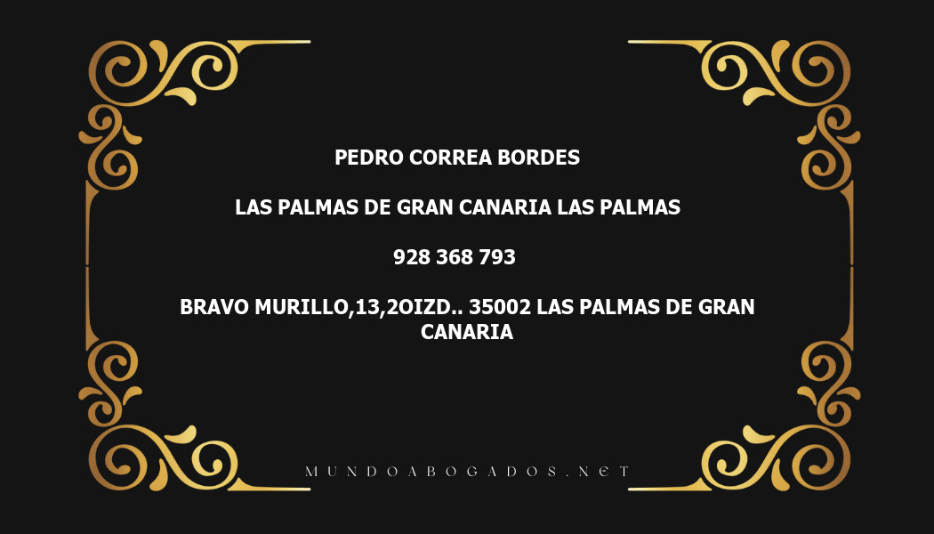 abogado Pedro Correa Bordes en la localidad de Las Palmas de Gran Canaria