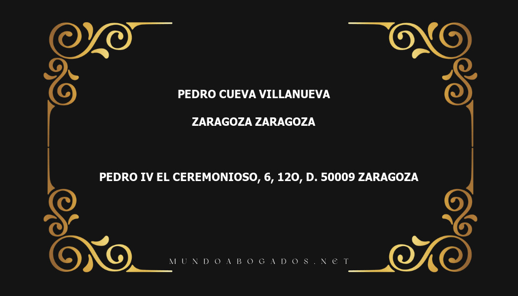 abogado Pedro Cueva Villanueva en la localidad de Zaragoza