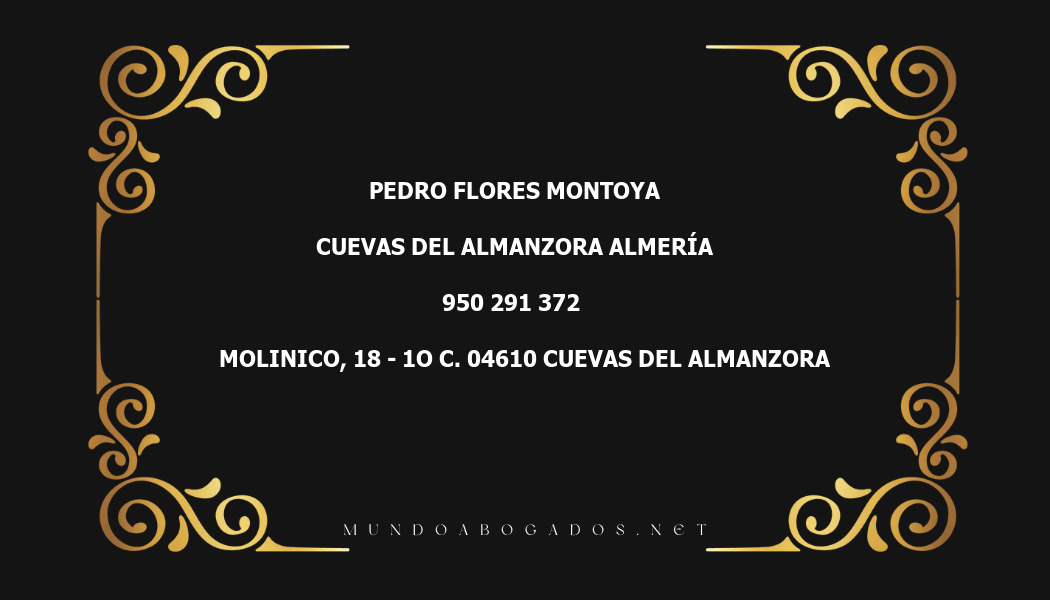 abogado Pedro Flores Montoya en la localidad de Cuevas del Almanzora