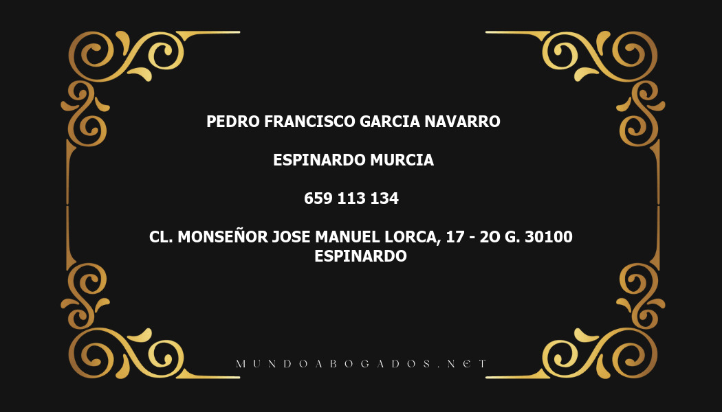 abogado Pedro Francisco Garcia Navarro en la localidad de Espinardo